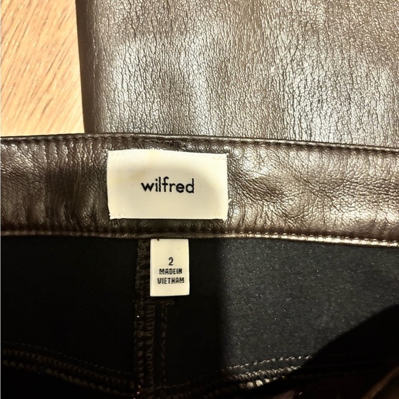 Wilfred Aritzia Brown Flare Wide Leg Leather Pants - Picture 2 of 4